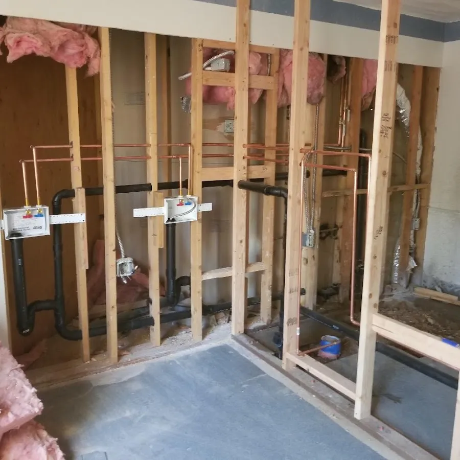 Copper pipe rough-in and plumbing installation in Vernon